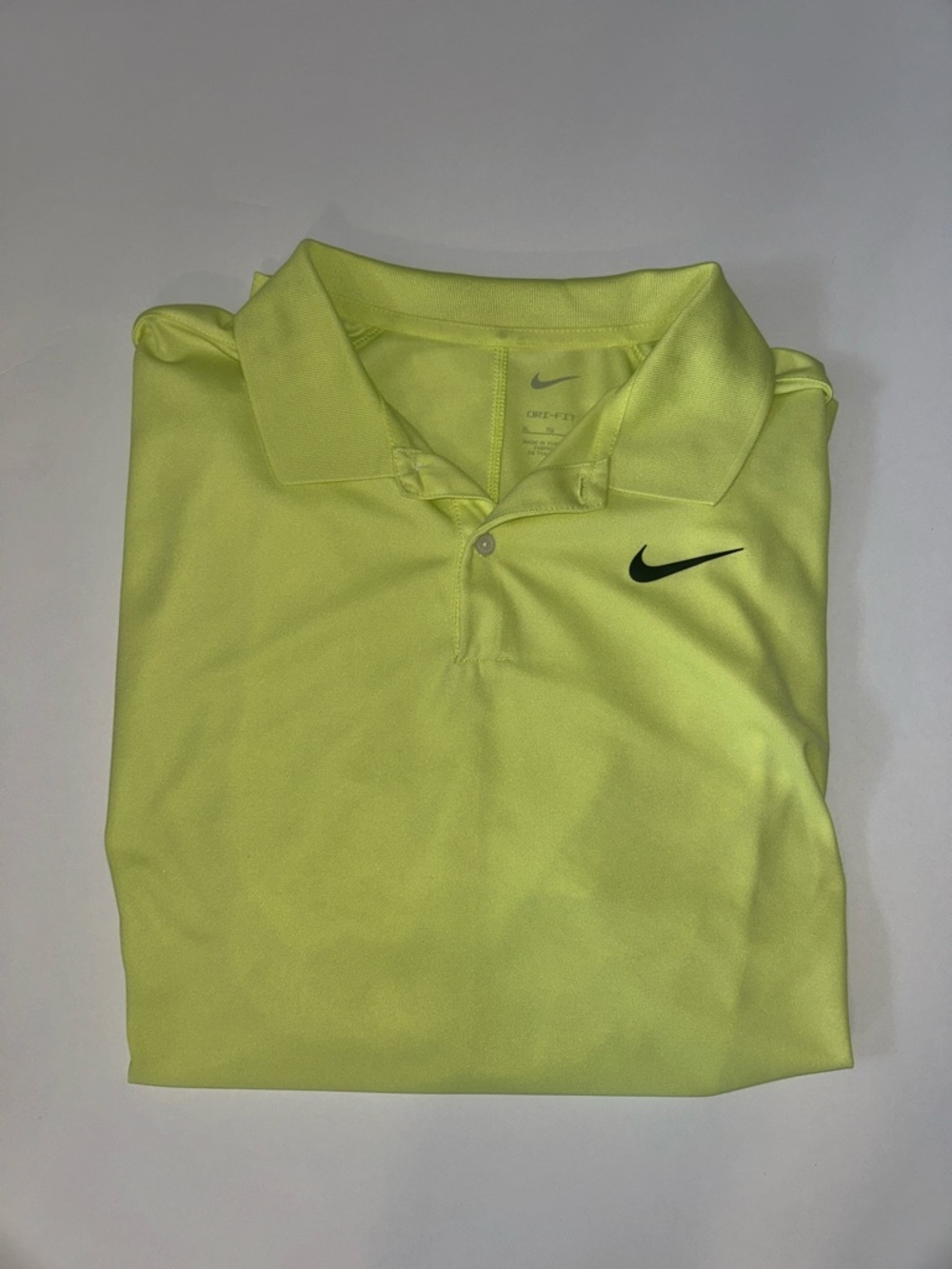 Nike Men's Neon Yellow Polo with Black Swoosh